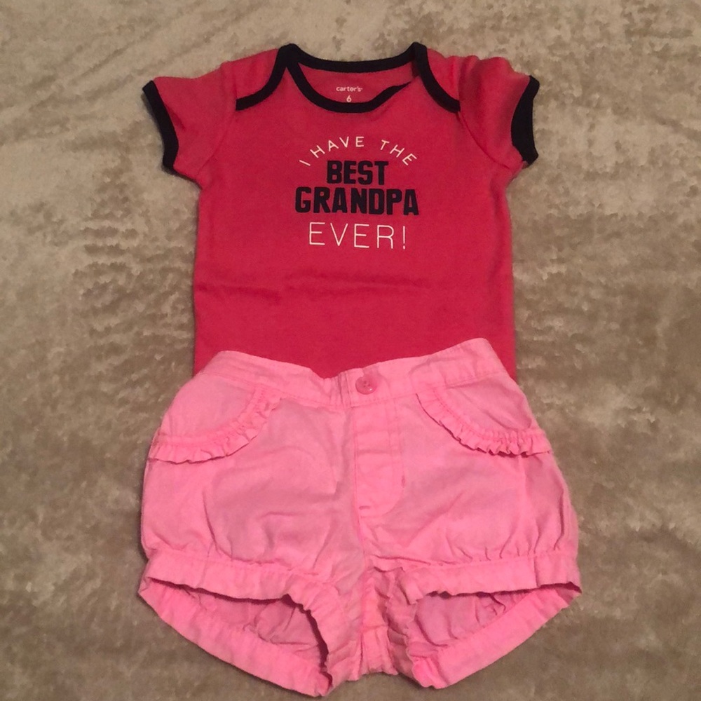 Carters onesie and garanimals bubble shorts